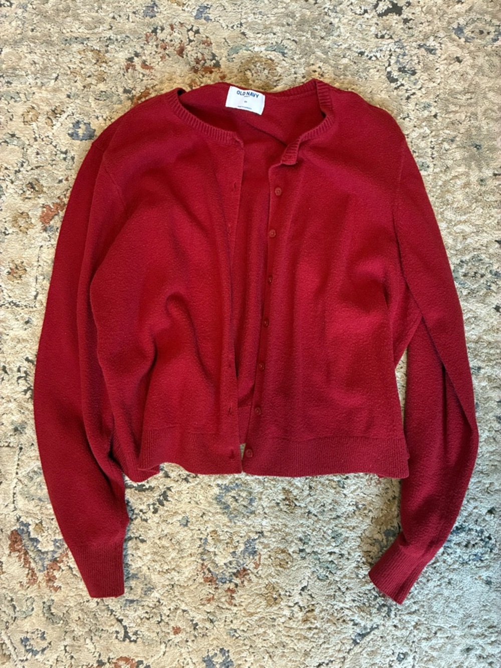 Old Navy Crimson Crewneck Button-Front Cardigan